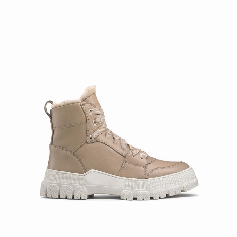 Russell & Bromley Glacier Faux-Fur Stomper Womens Brown [BKM6831EQ]